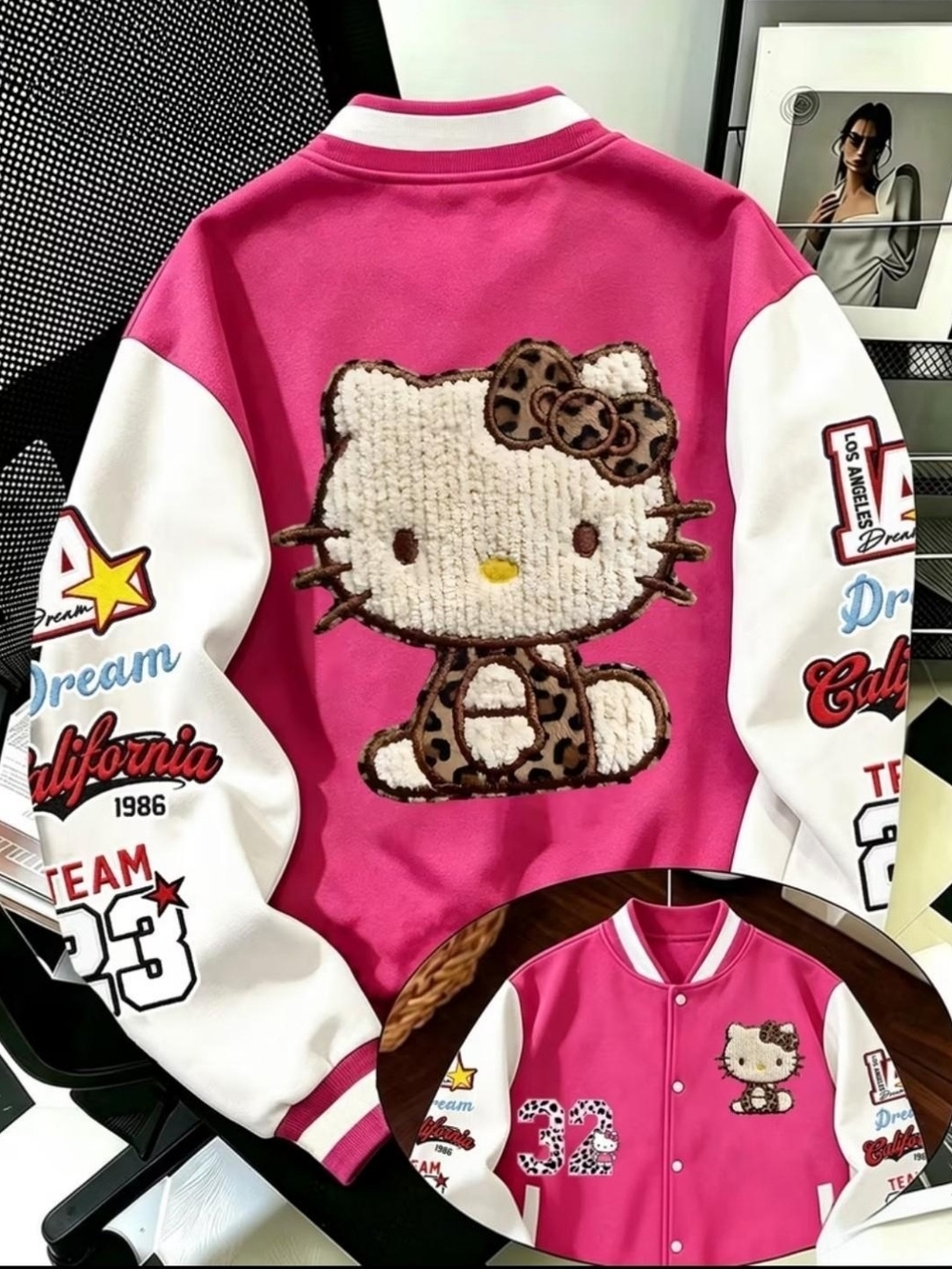 Pink Hello Kitty-Inspired Varsity Jacket